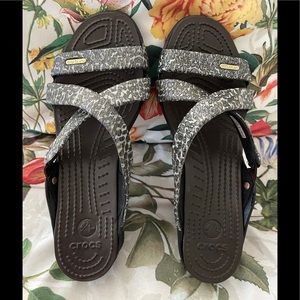 CROCS Cyprus IV Leopard Chunky Heel Sandals